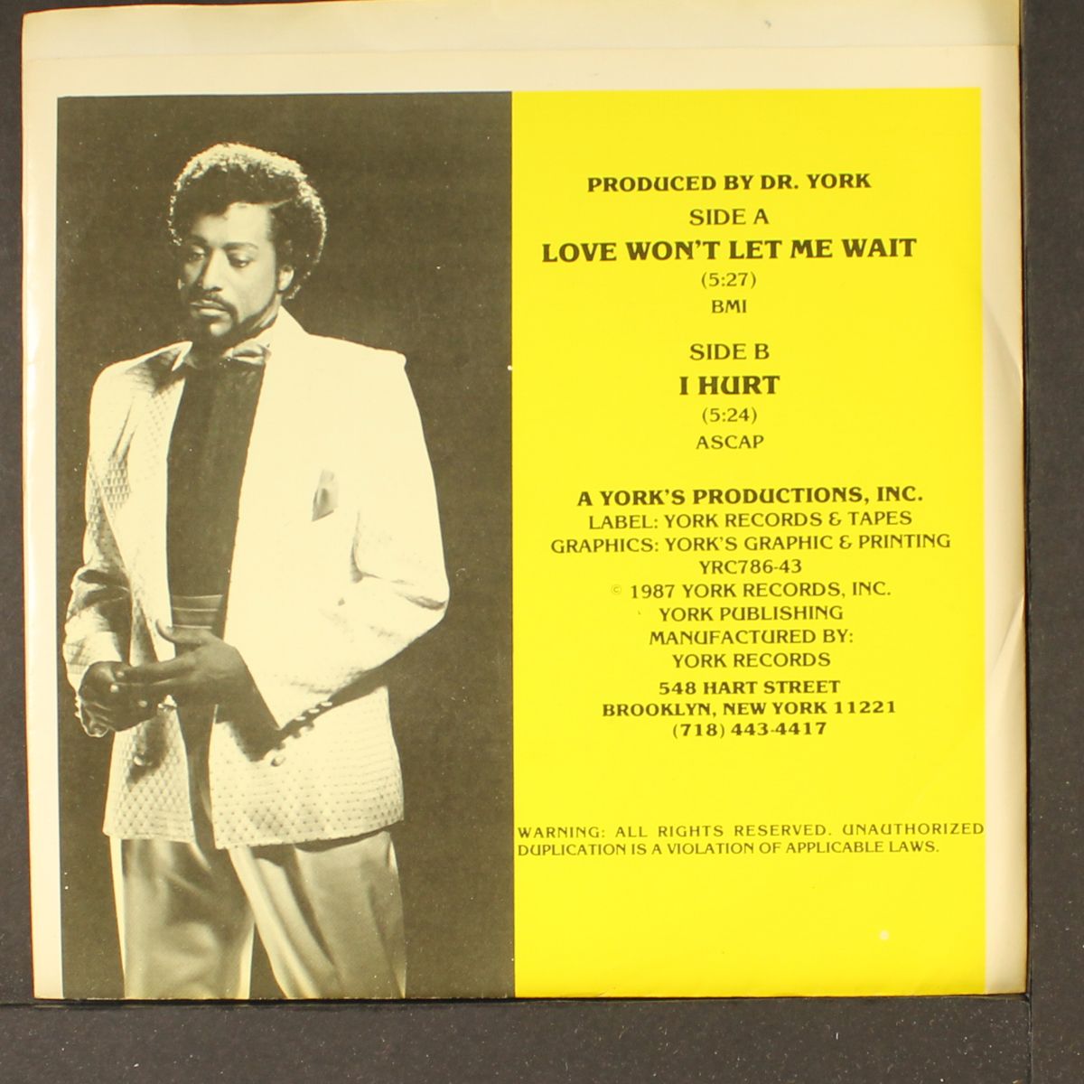 love won't let me wait / i hurt by DR. YORK