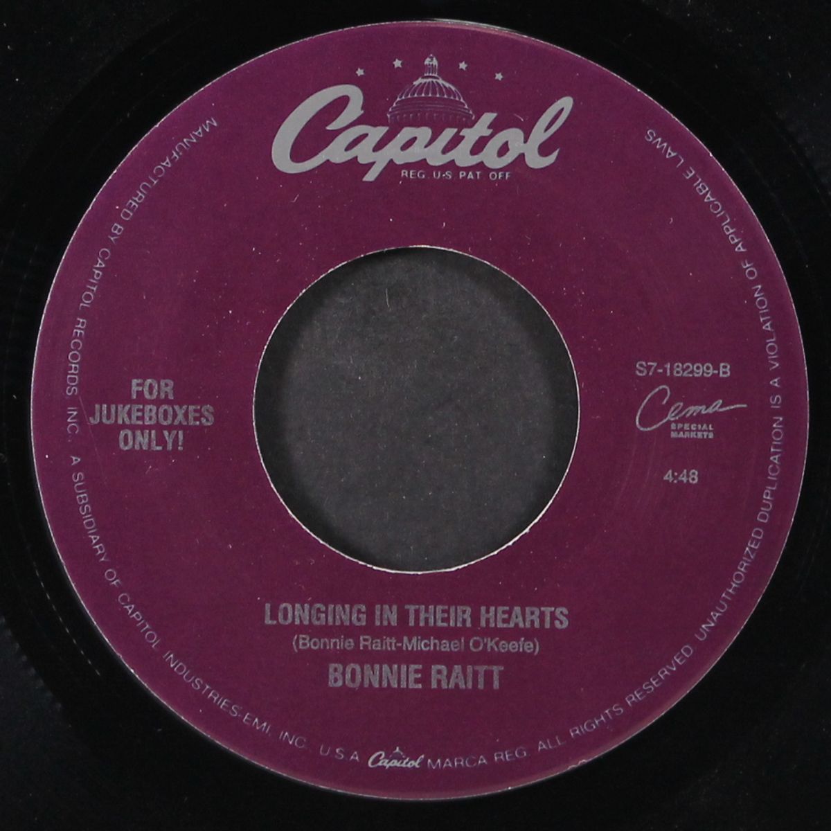 storm warning / longing in their hearts by BONNIE RAITT