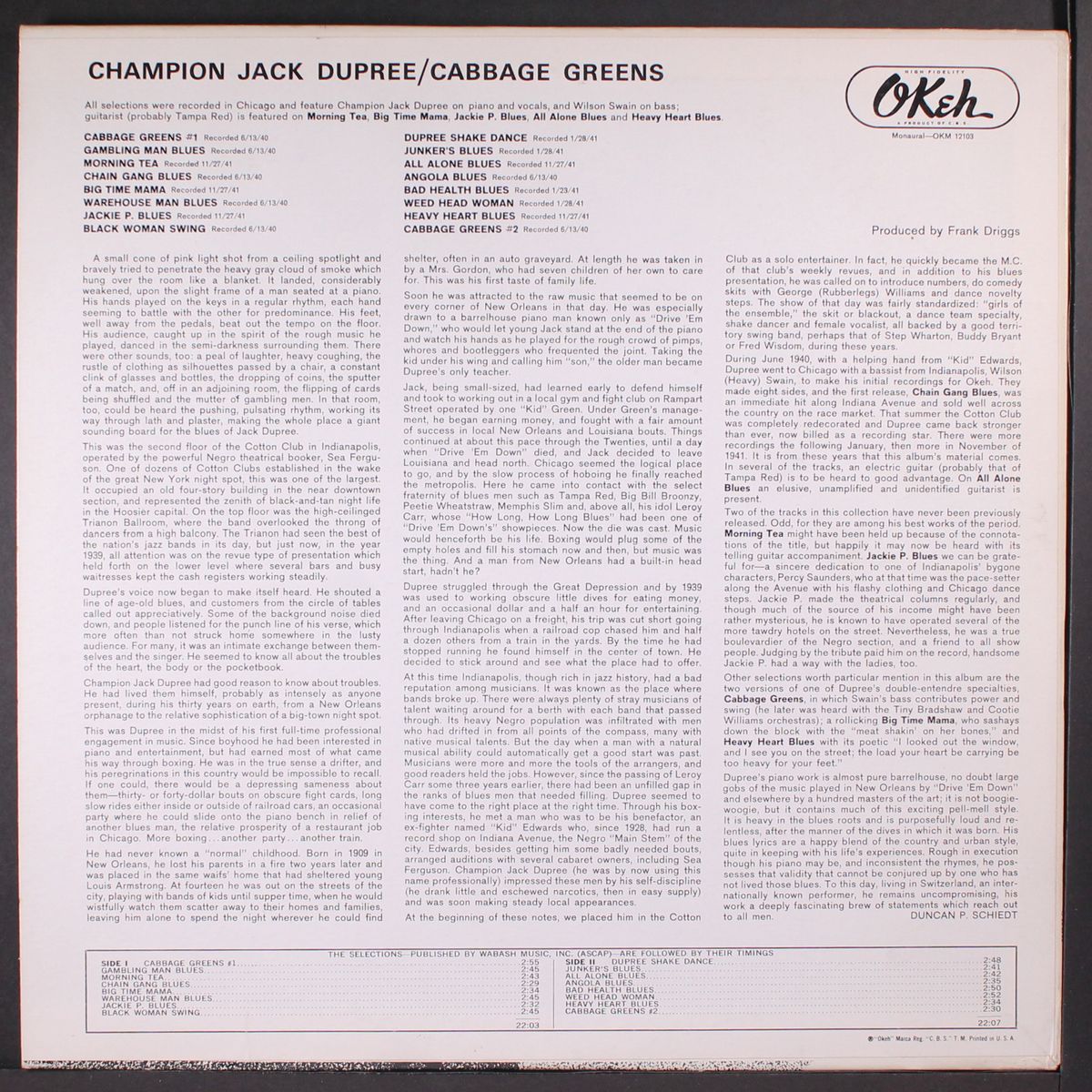 cabbage greens by CHAMPION JACK DUPREE
