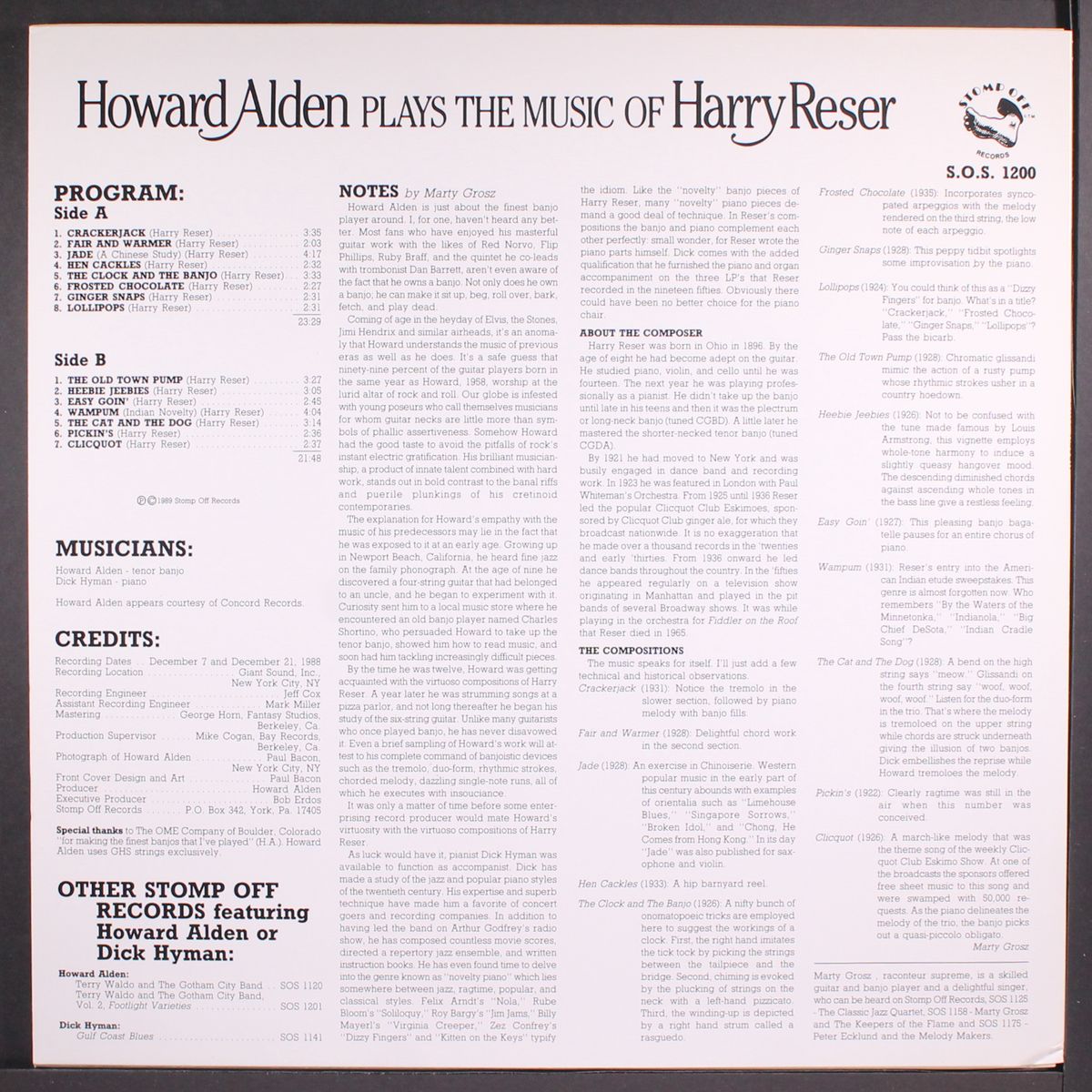 plays the music of harry reser by HOWARD ALDEN