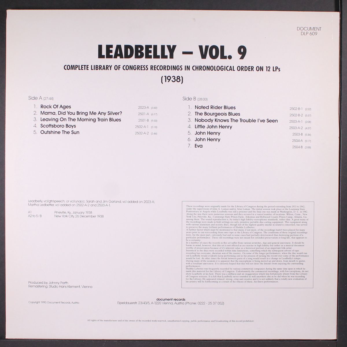 vol. 9, 1938 by LEADBELLY