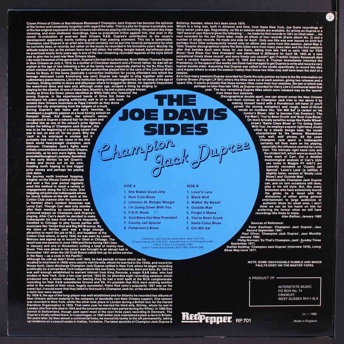 1944-1945: the first 16 sides from joe davis by CHAMPION JACK DUPREE