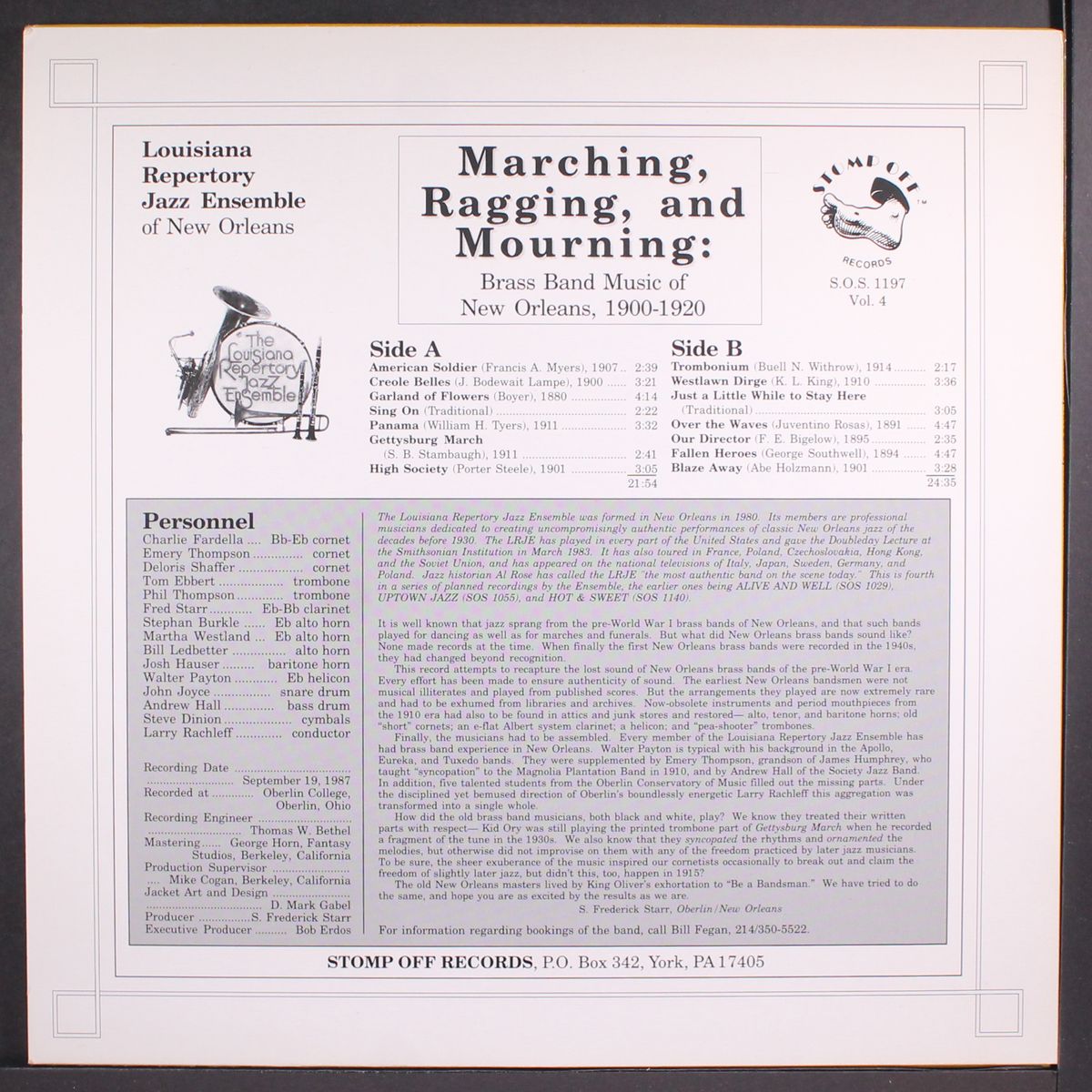 marching, ragging and mourning brass band music of new orleans 1900-1920 - vol. 4 by LOUISIANA REPERTORY JAZZ ENSEMBLE
