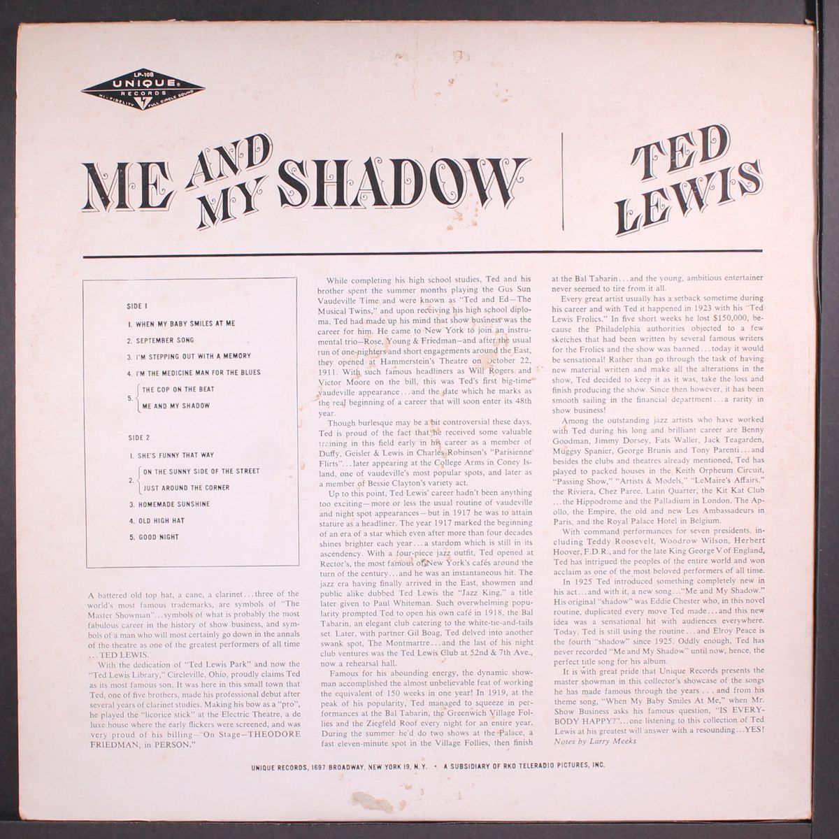 me and my shadow by TED LEWIS