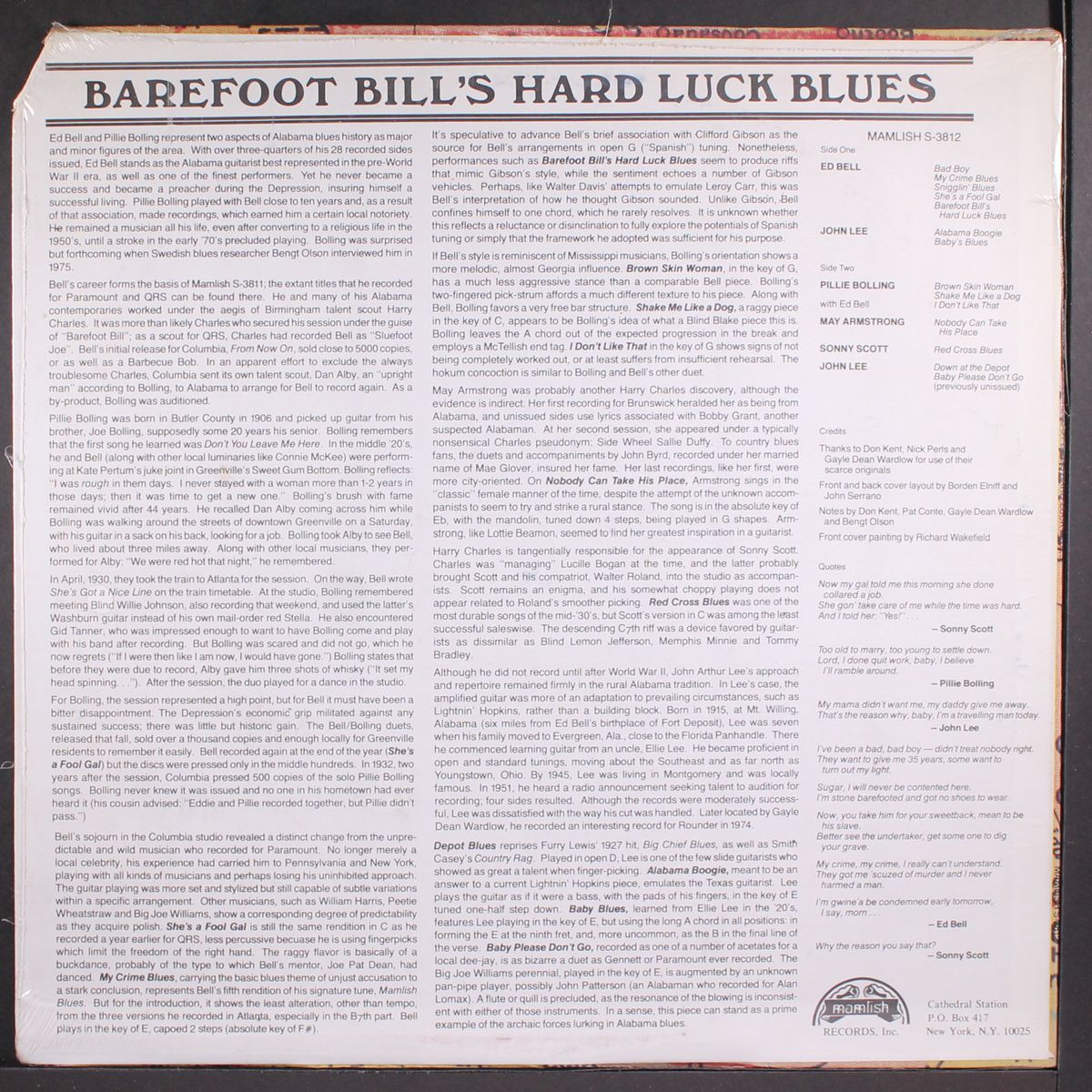 barefoot bill's hard luck blues by BAREFOOT BILL