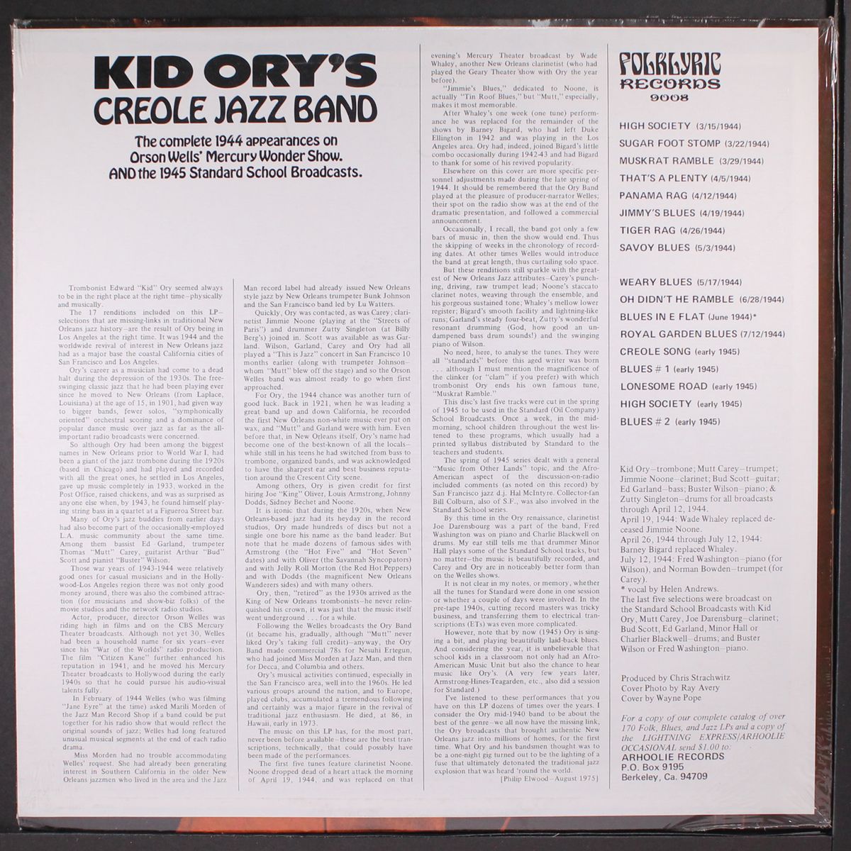 kid ory's creole jazz band by KID ORY