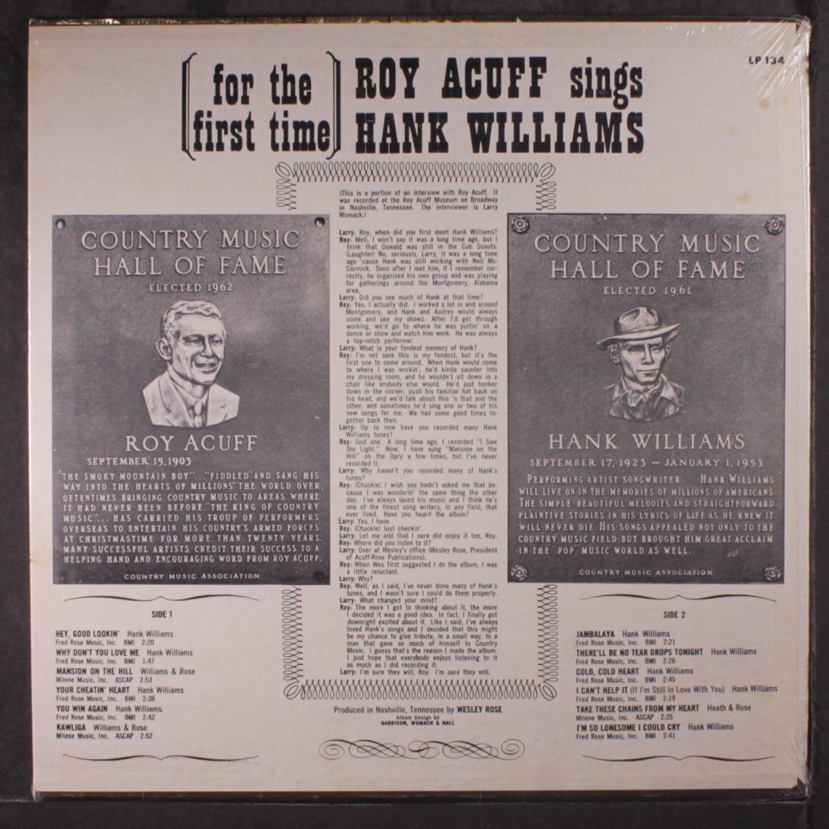 sings hank williams by ROY ACUFF