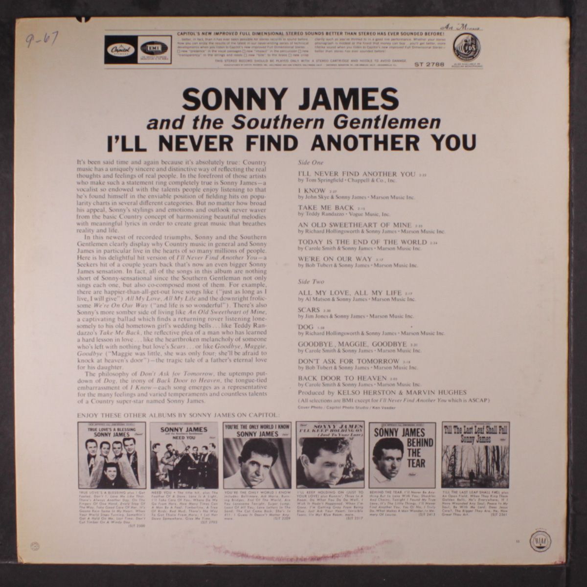 i'll never find another you by SONNY JAMES
