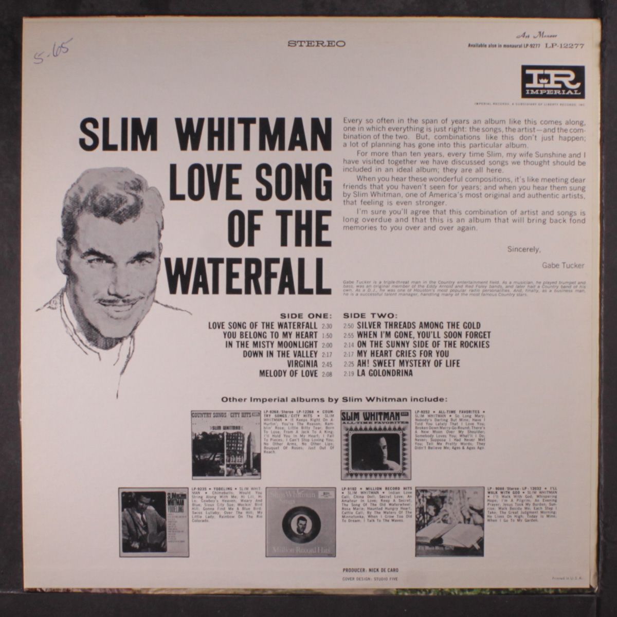 love song of the waterfall by SLIM WHITMAN