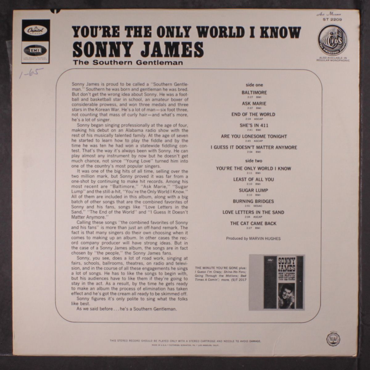 you're the only world i know by SONNY JAMES
