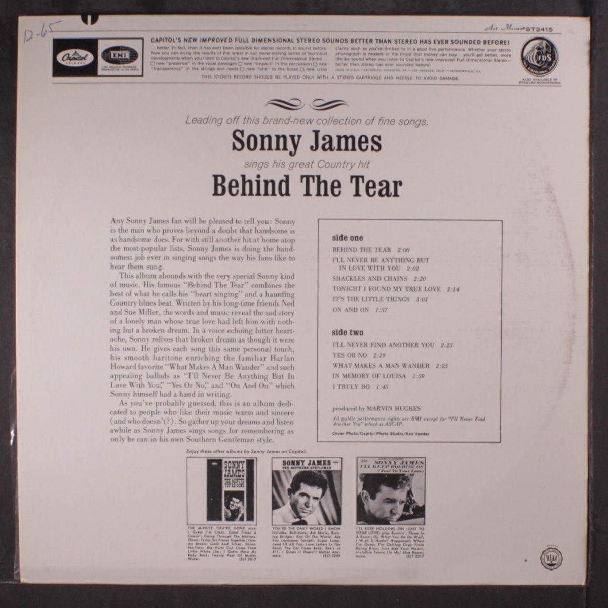 behind the tear by SONNY JAMES