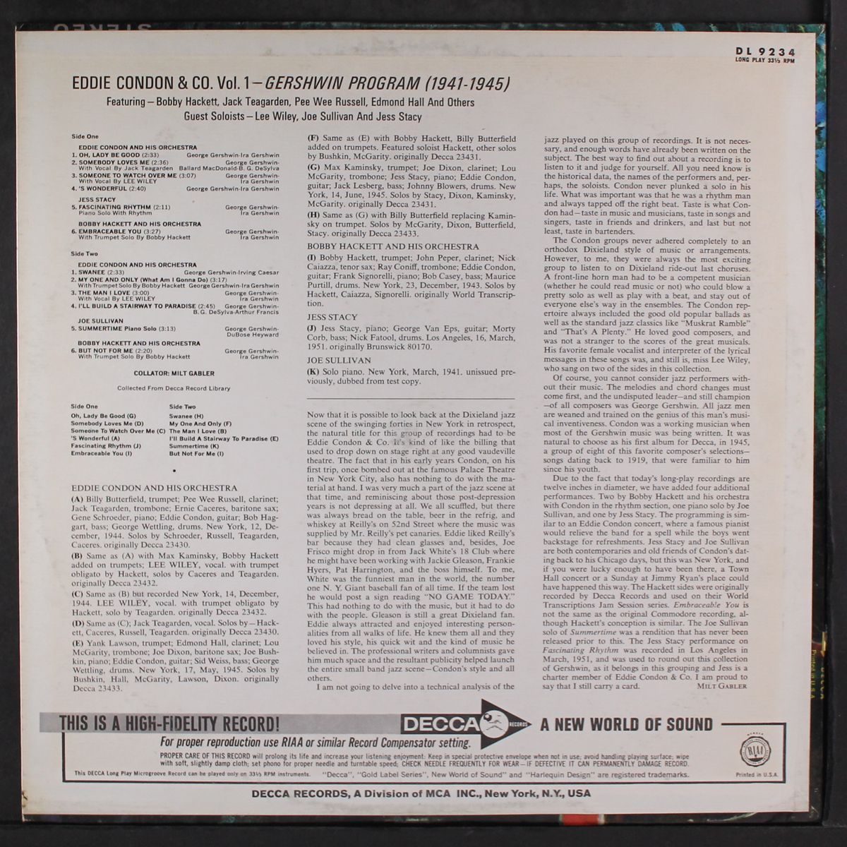 gershwin program by EDDIE CONDON