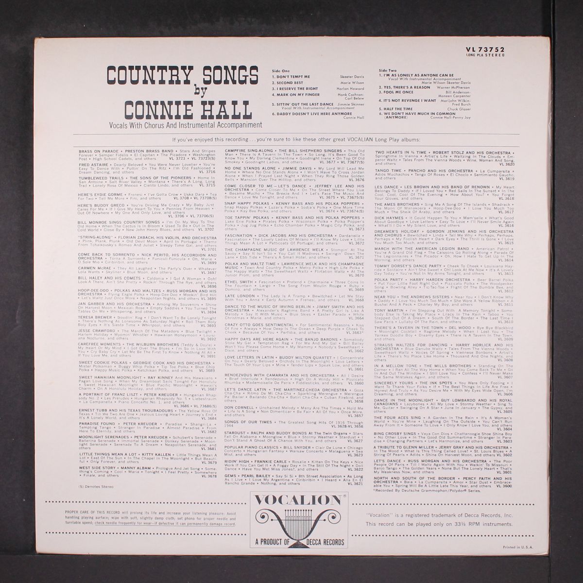 country songs by CONNIE HALL