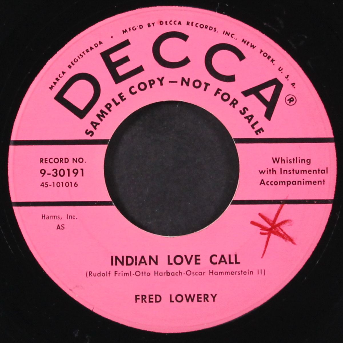 indian love call / moon love by FRED LOWERY