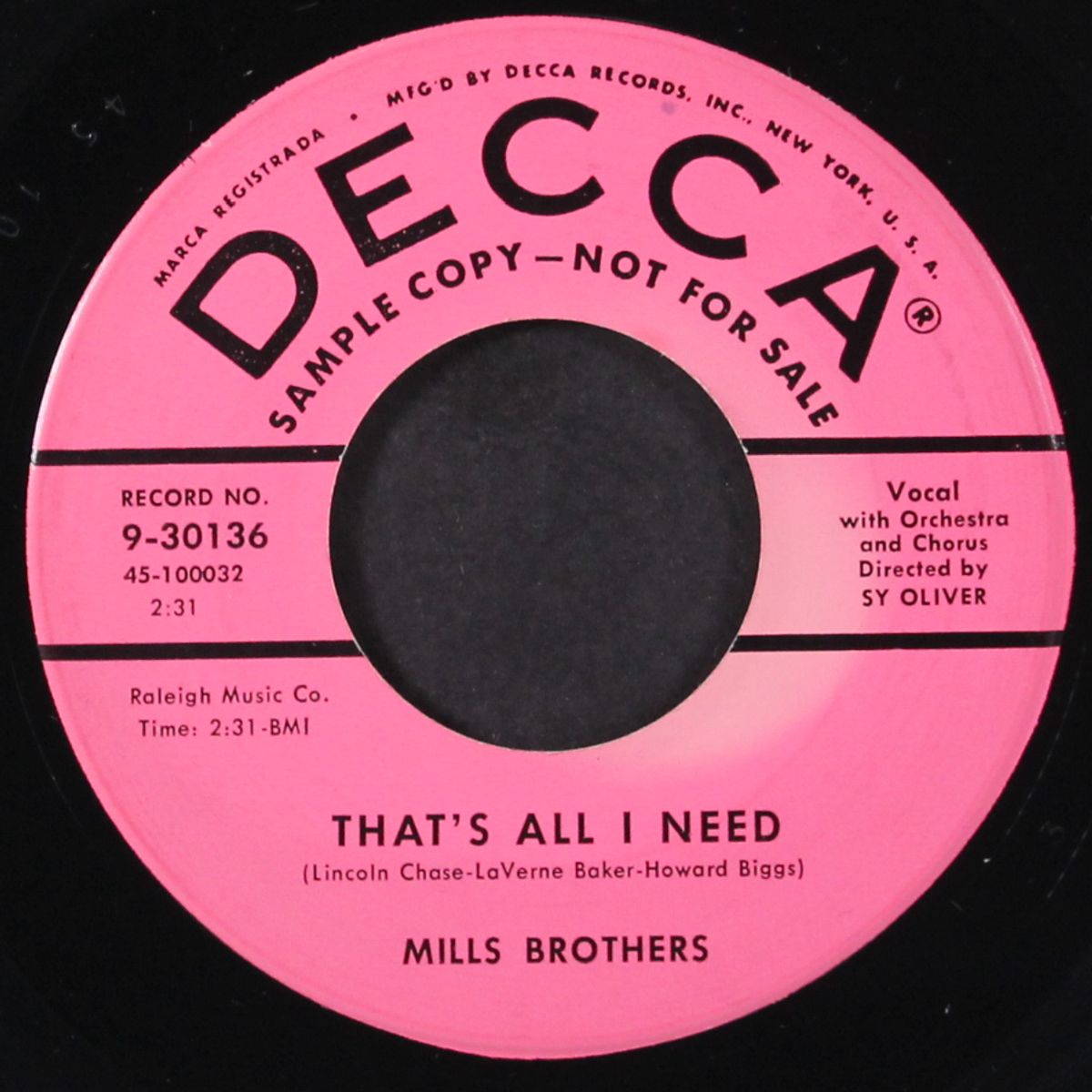 that's all i need / tell me more by MILLS BROTHERS