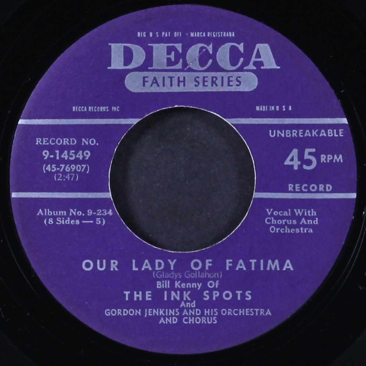 our lady of fatima / stranger in the city by INK SPOTS