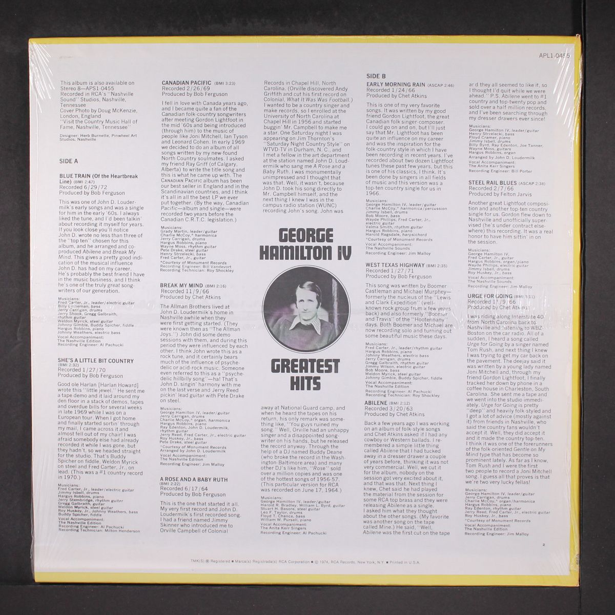 greatest hits by GEORGE HAMILTON IV