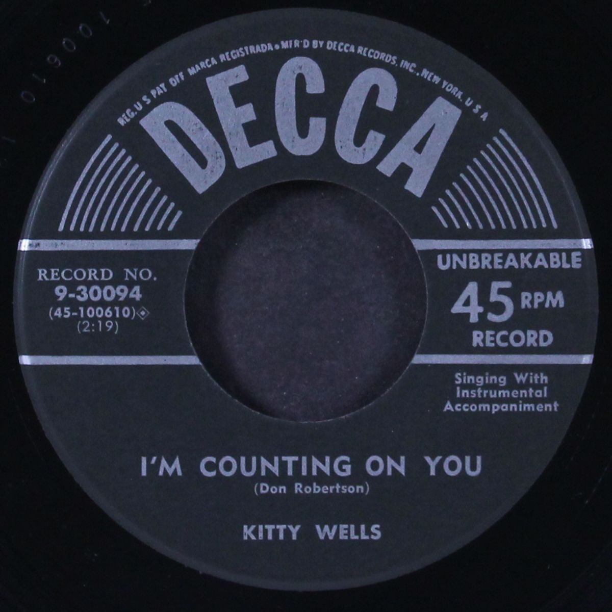 repenting / i'm counting on you by KITTY WELLS