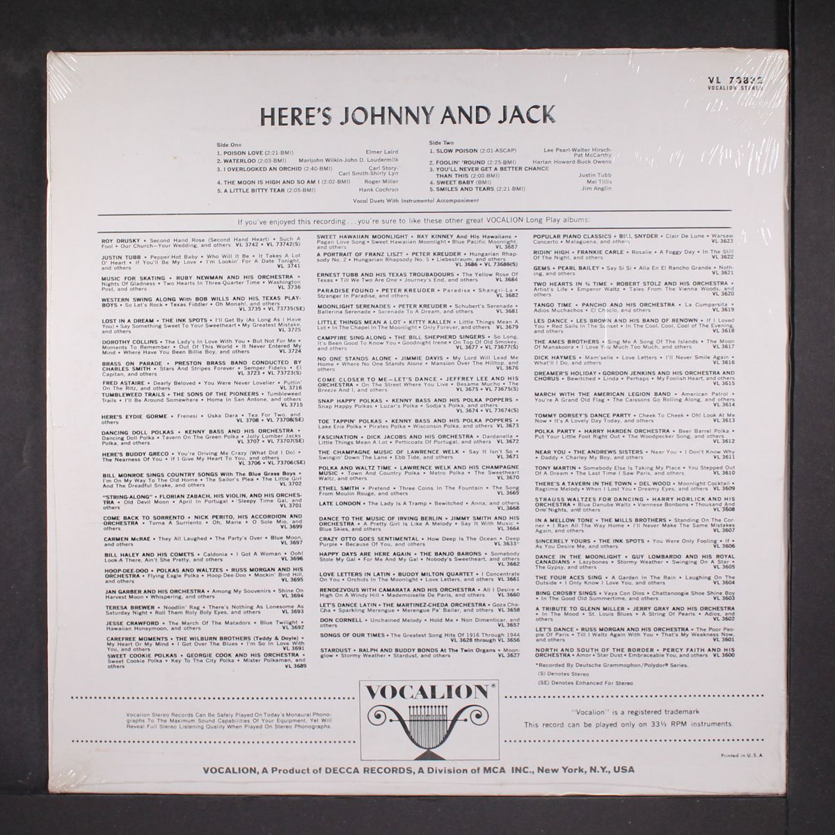 here's by JOHNNY & JACK