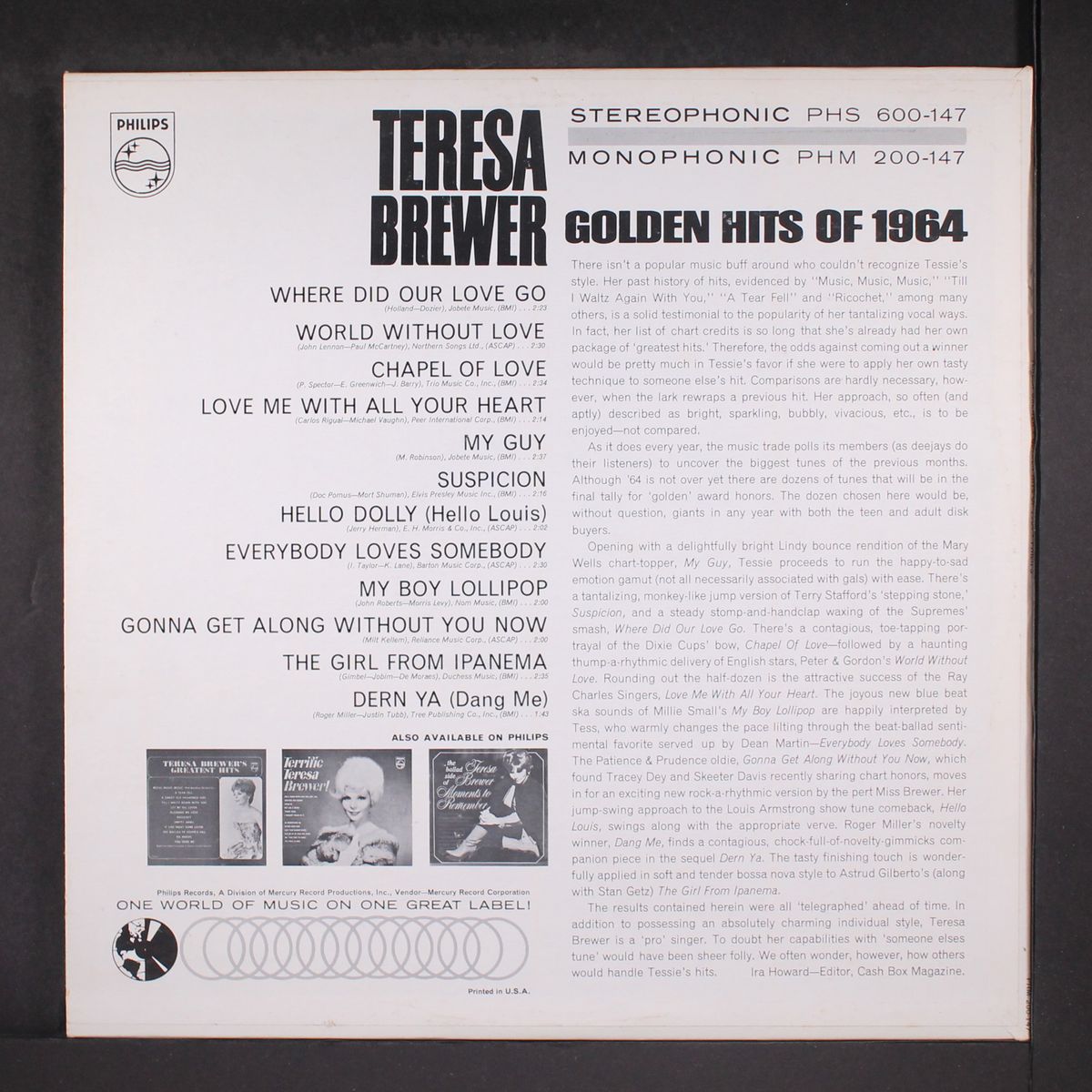 golden hits of 1964 by TERESA BREWER