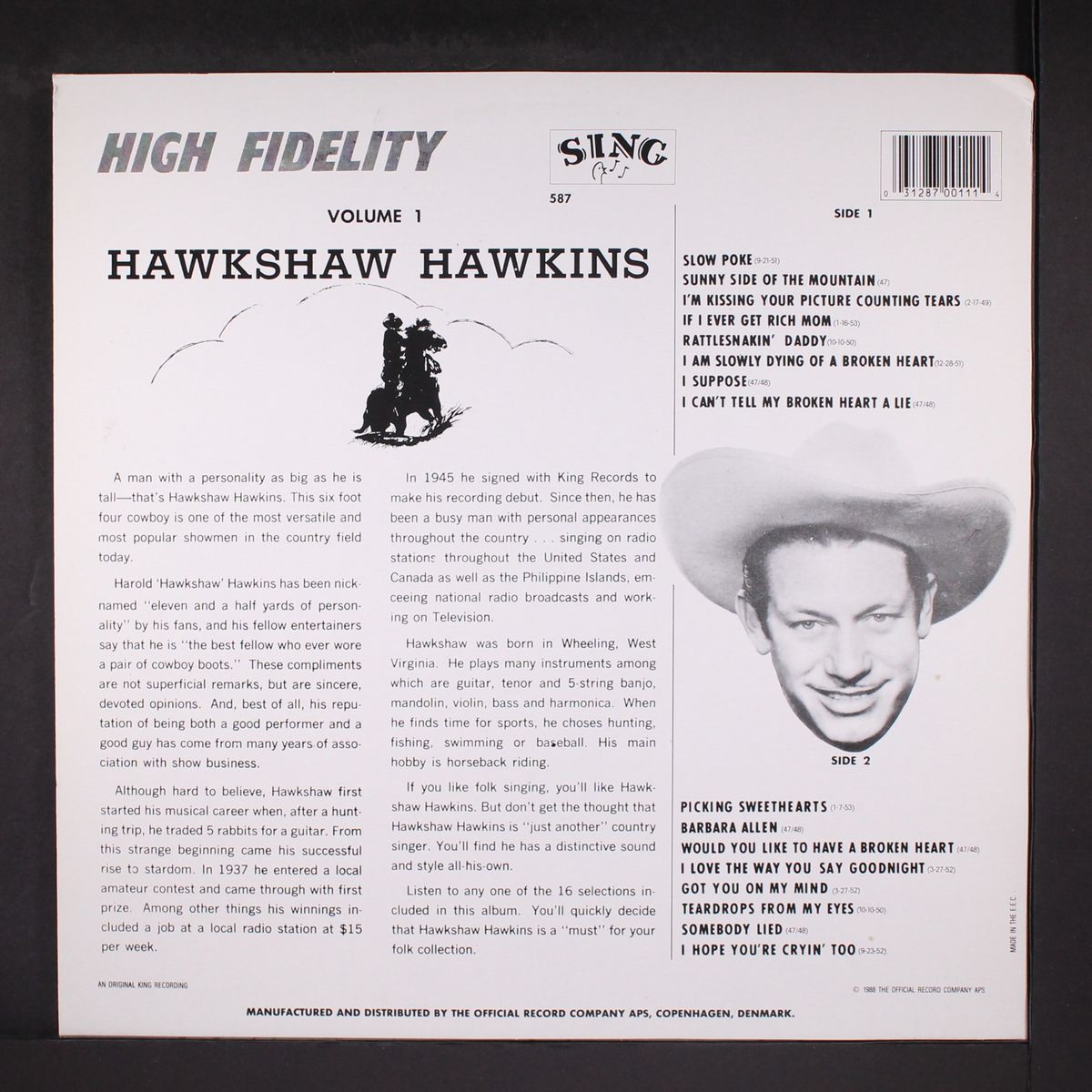 volume 1 by HAWKSHAW HAWKINS