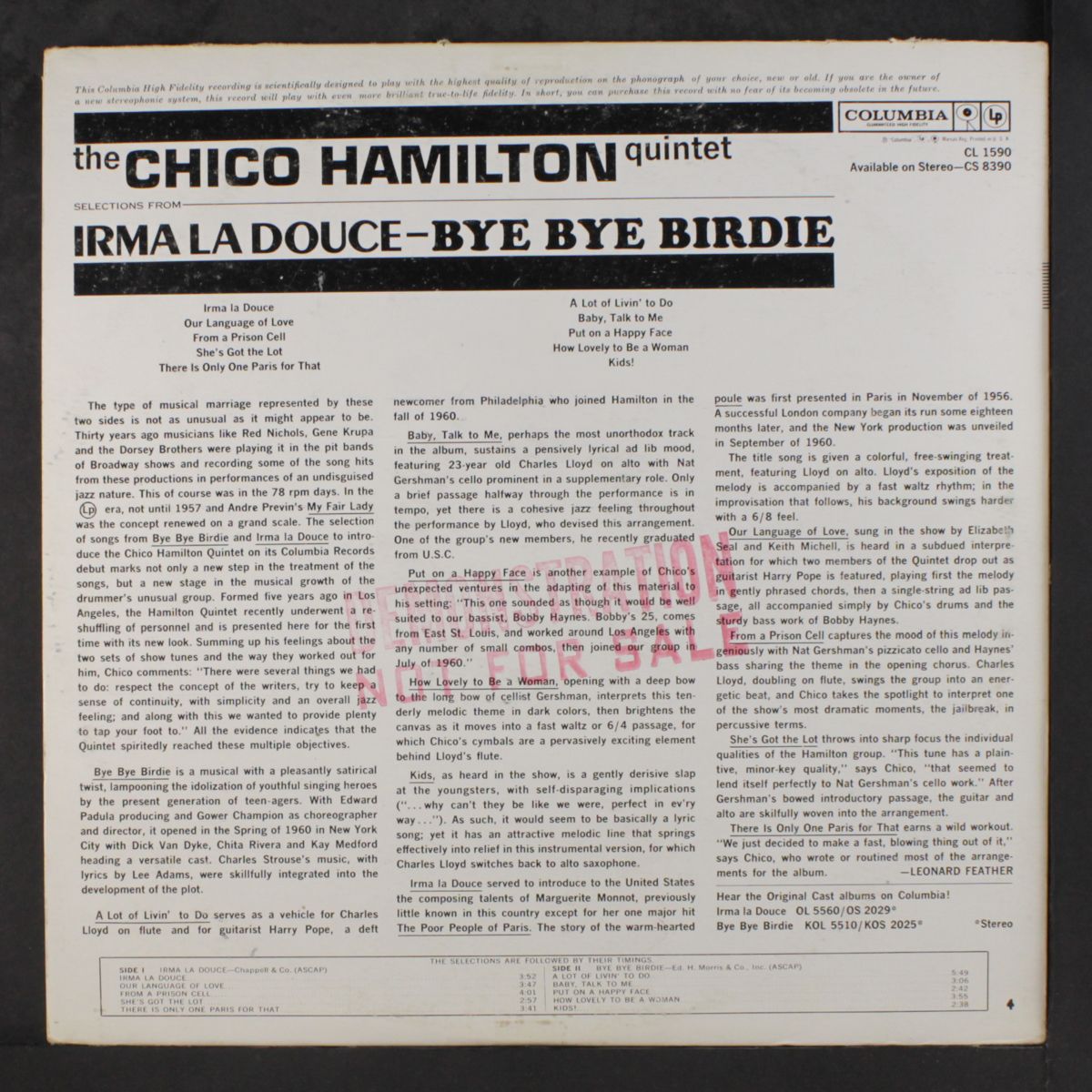 plays selections from bye bye birdie, irma la douce by CHICO HAMILTON