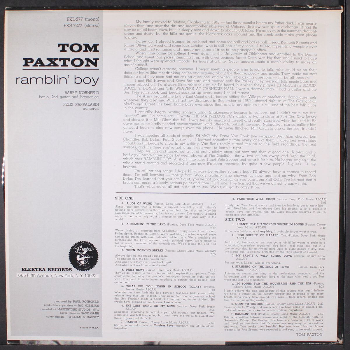 ramblin' boy by TOM PAXTON