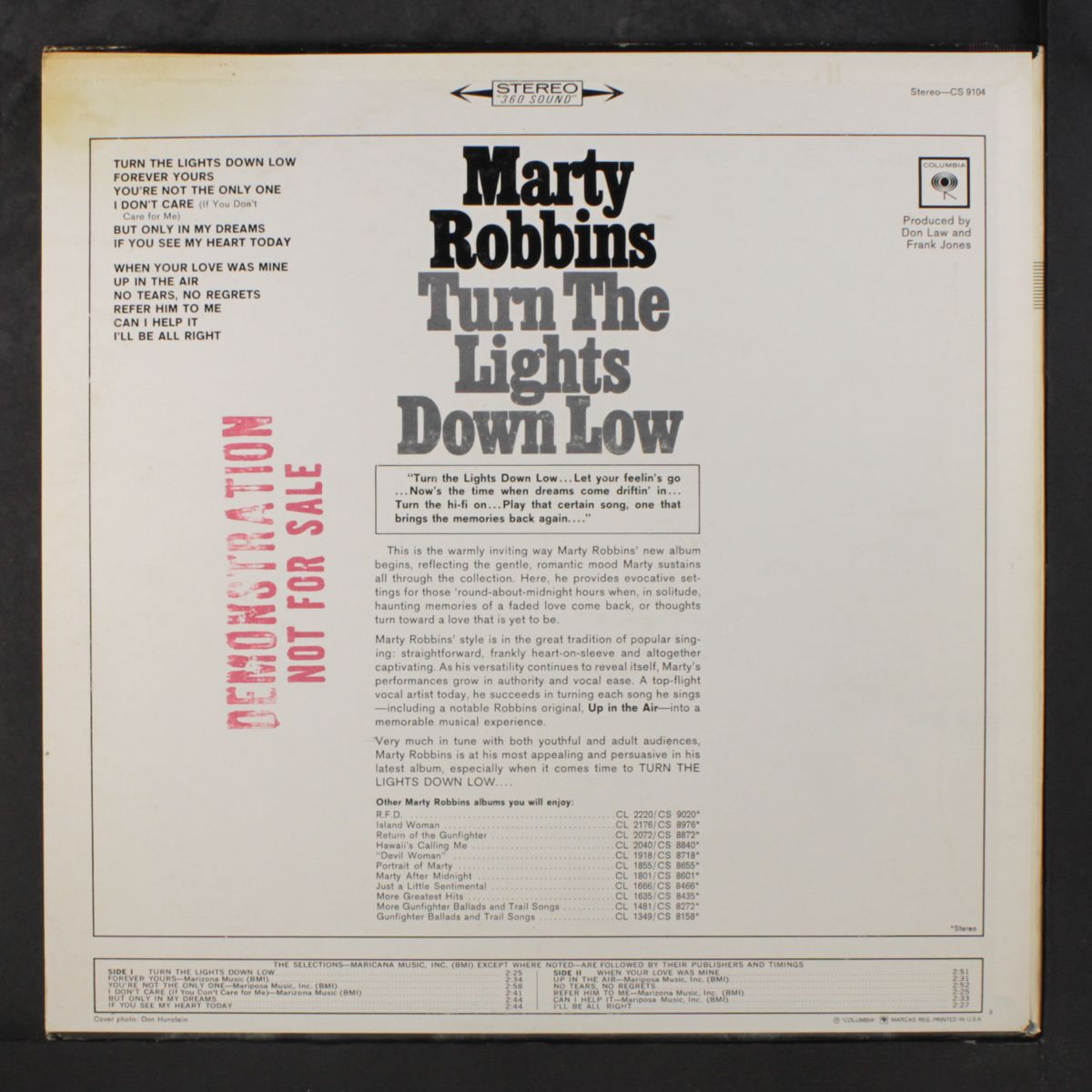 turn the lights down low by MARTY ROBBINS