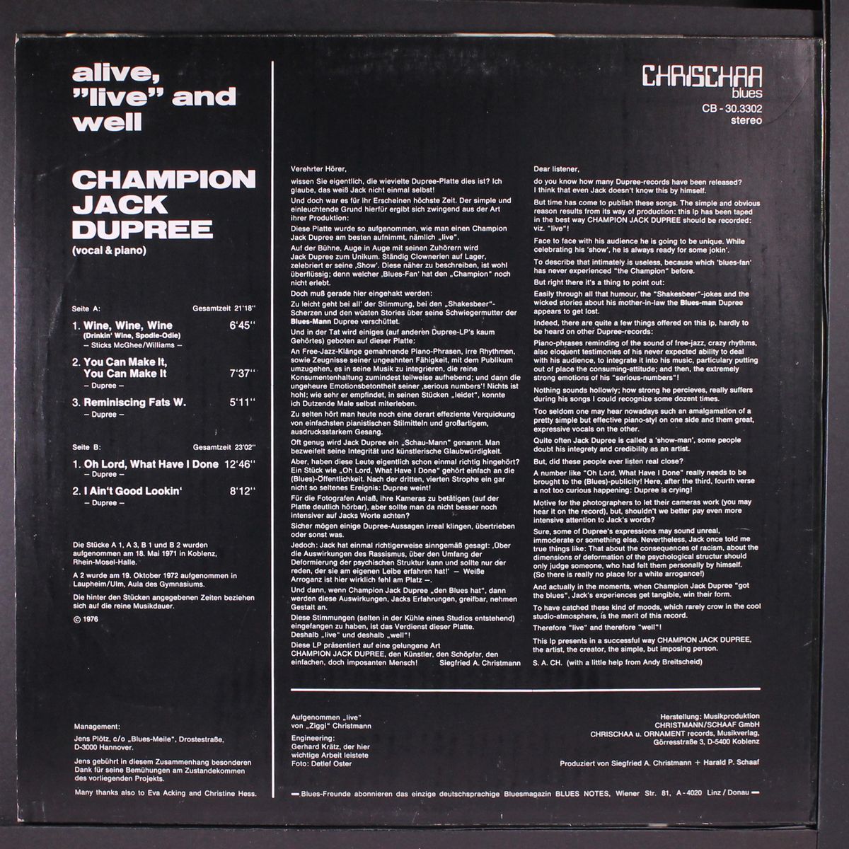 alive, "live" and well by CHAMPION JACK DUPREE