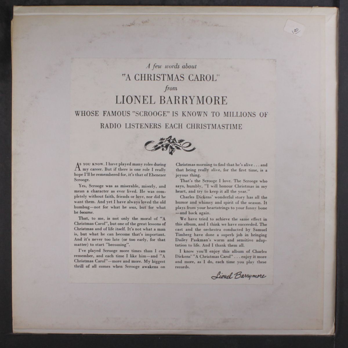 a christmas carol by LIONEL BARRYMORE