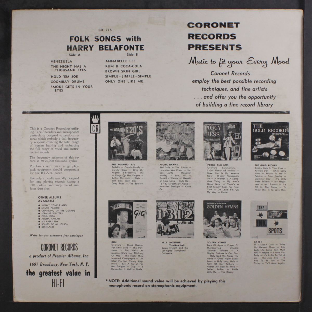 folk songs with by HARRY BELAFONTE/ISLANDERS
