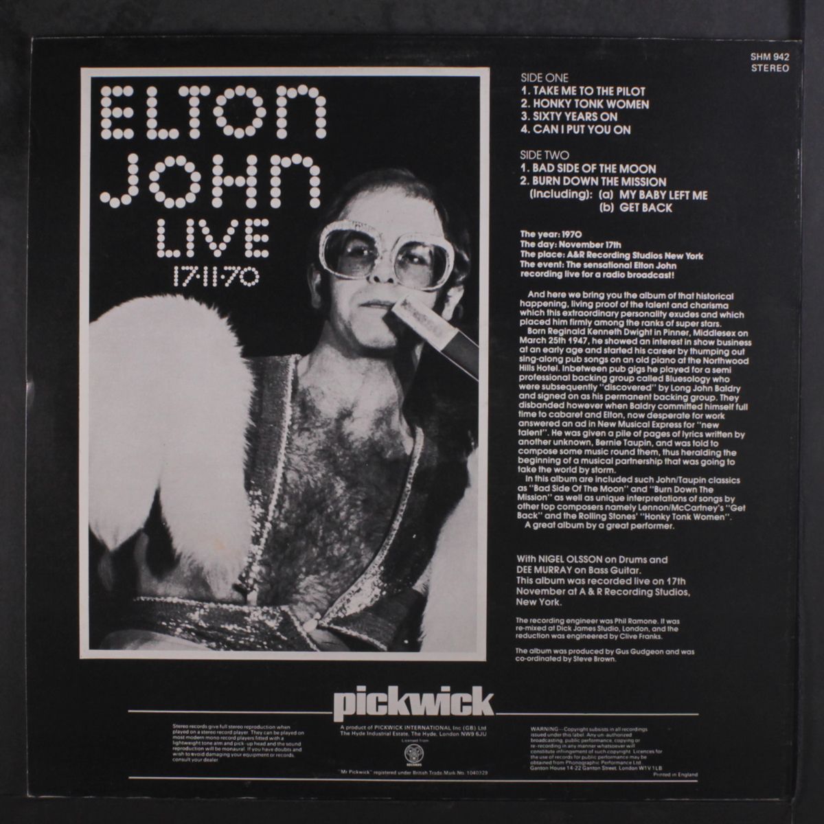 live 17-11-70 by ELTON JOHN