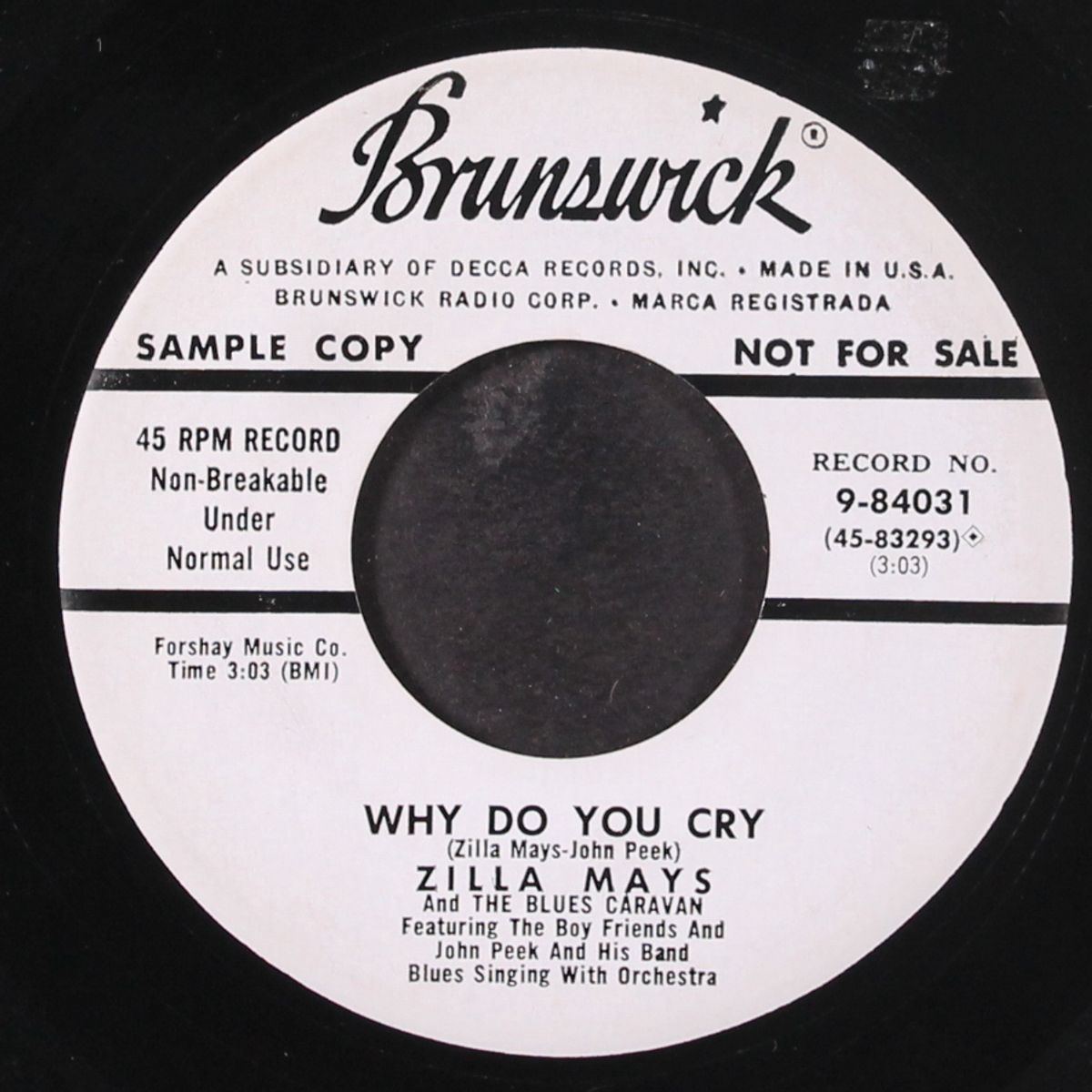 nite shift blues / why do you cry by ZILLA MAYS