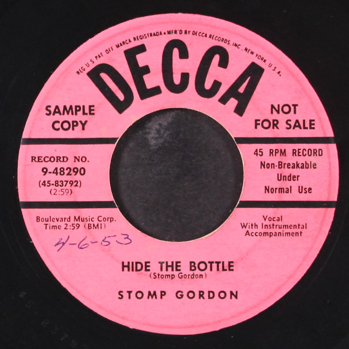 devil's daughter / hide the bottle by STOMP GORDON