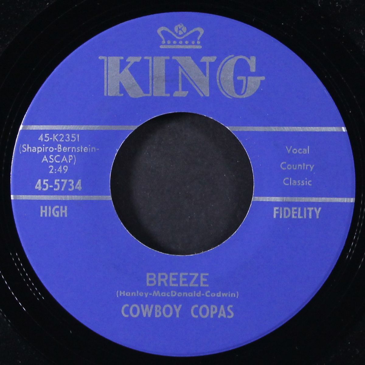 breeze / the road of broken hearts by COWBOY COPAS