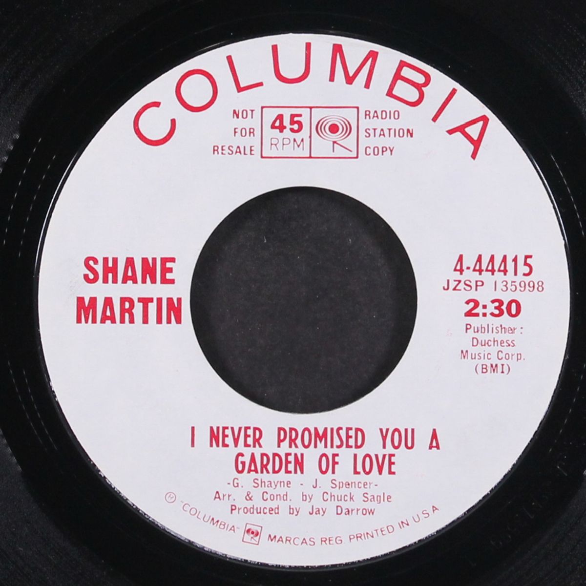 don't take tomorrow away / i never promised you a garden of love by SHANE MARTIN