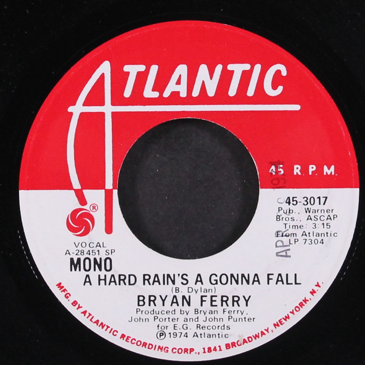 a hard rain's a gonna fall / mono by BRYAN FERRY