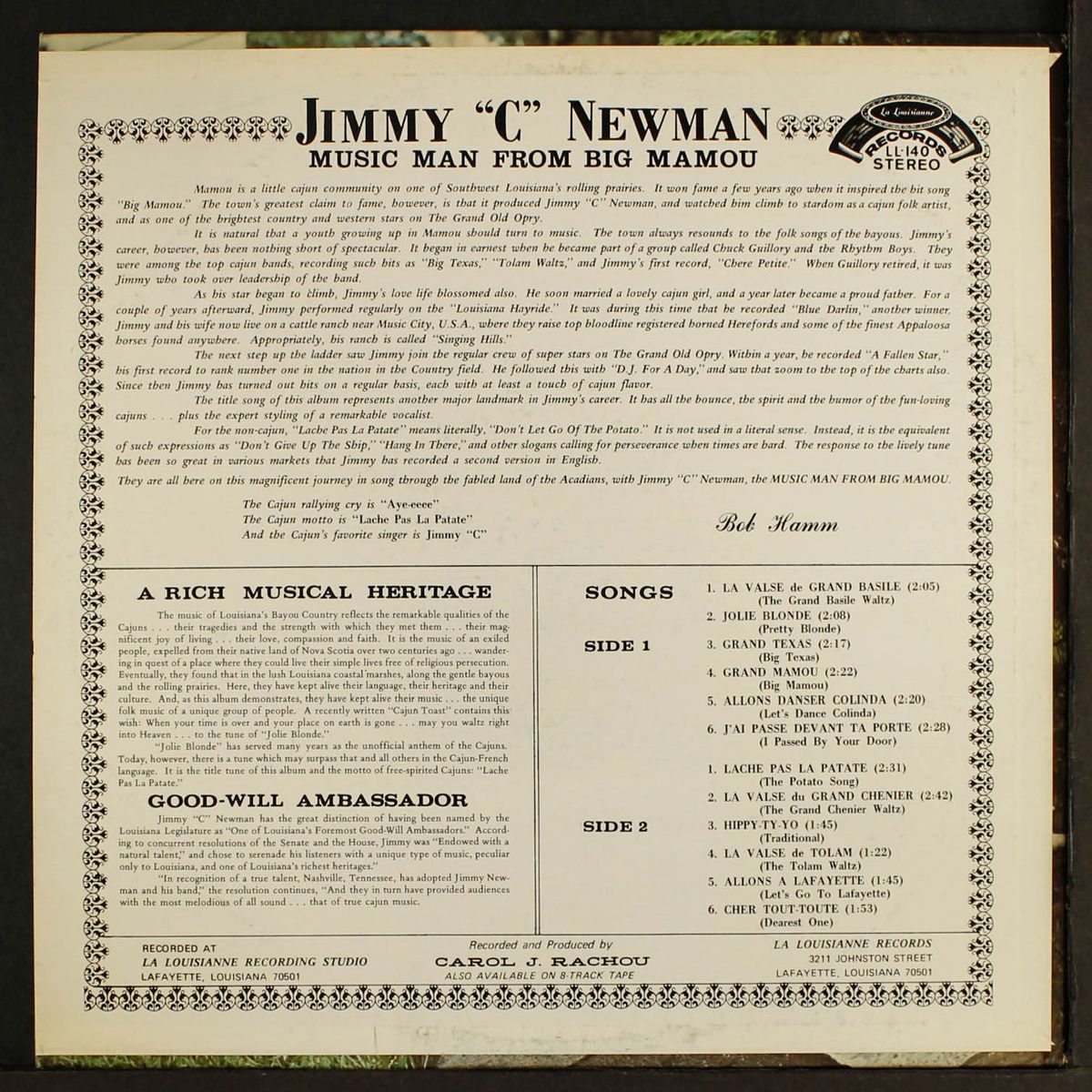 sings cajun by JIMMY C. NEWMAN