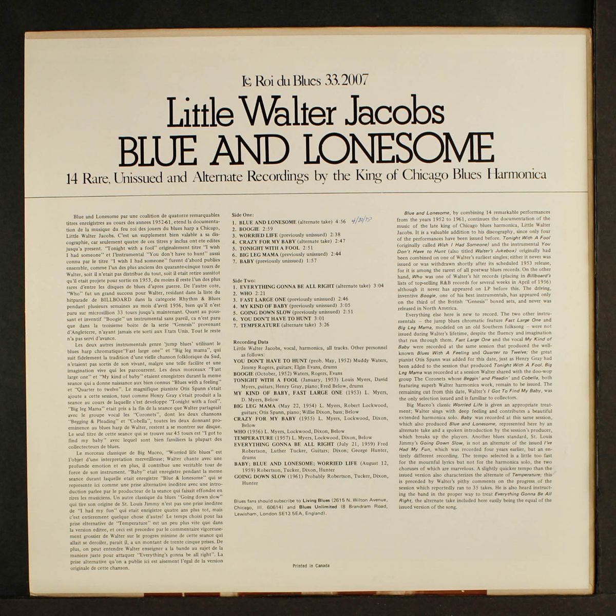 blue and lonesome by LITTLE WALTER