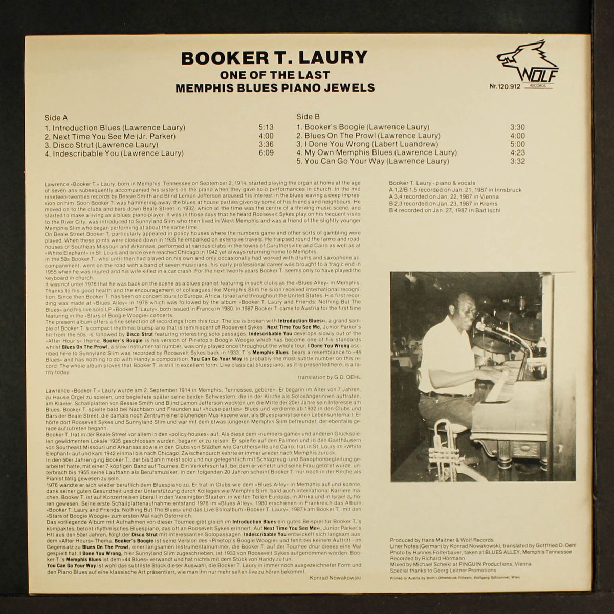 one of the last memphis blues piano jewels by BOOKER T. LAURY