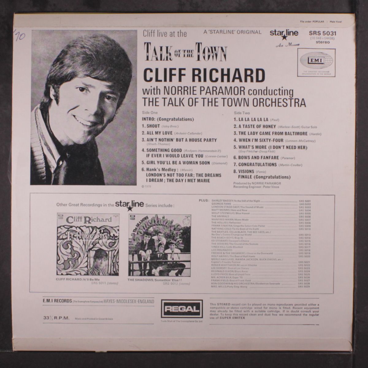 live at the talk of the town by CLIFF RICHARD
