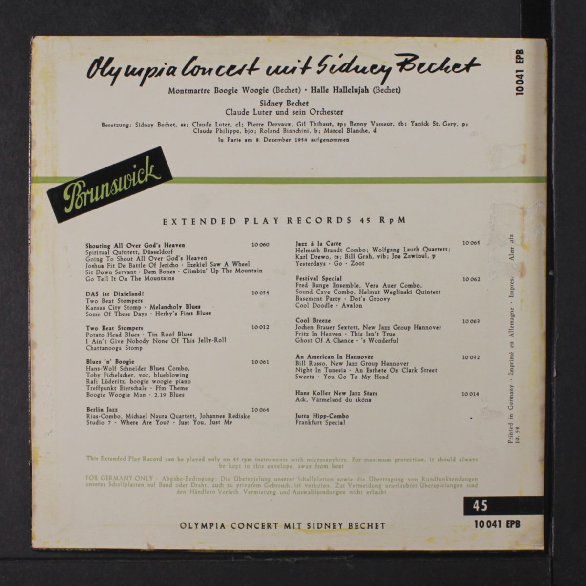 olympia concert mit sidney bechet by SIDNEY BECHET