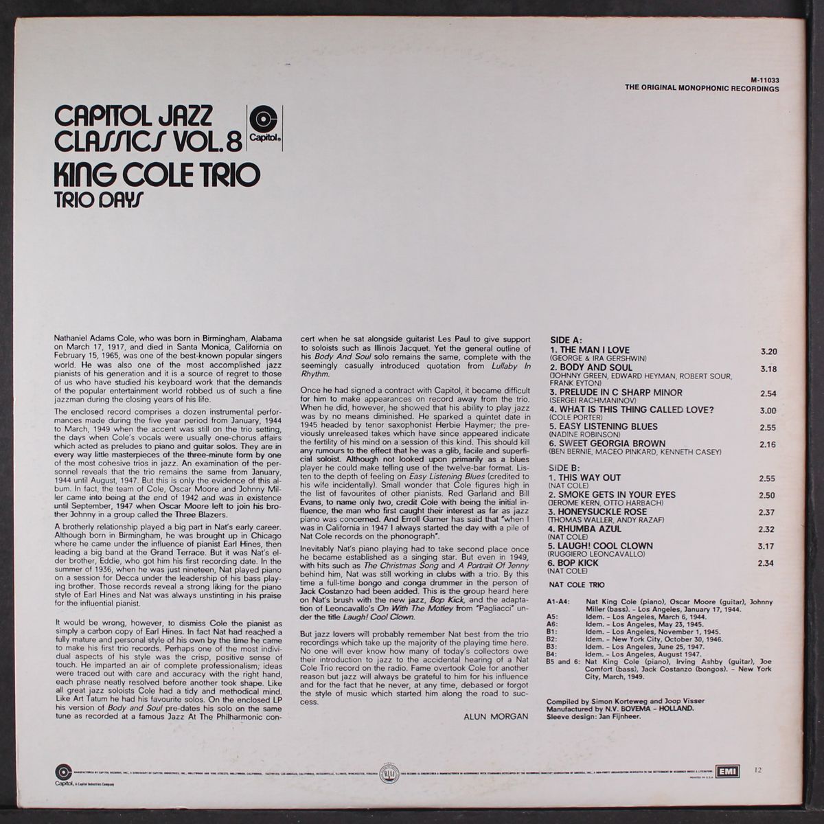 trio days-capitol jazz classics vol. 8 by KING COLE TRIO