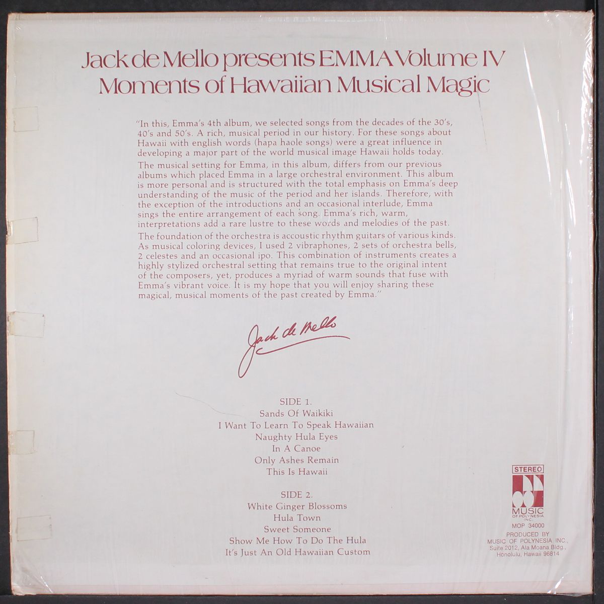 jack de mello presents, vol. 4: moments of hawaiian musical magic by EMMA