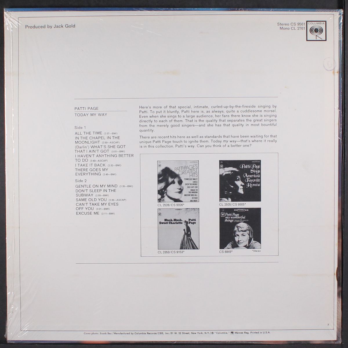 today my way by PATTI PAGE
