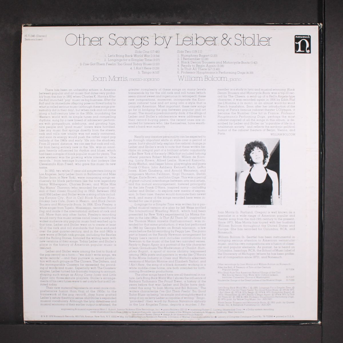 other songs by leiber & stoller by JOAN MORRIS & WILLIAM BOLCOM
