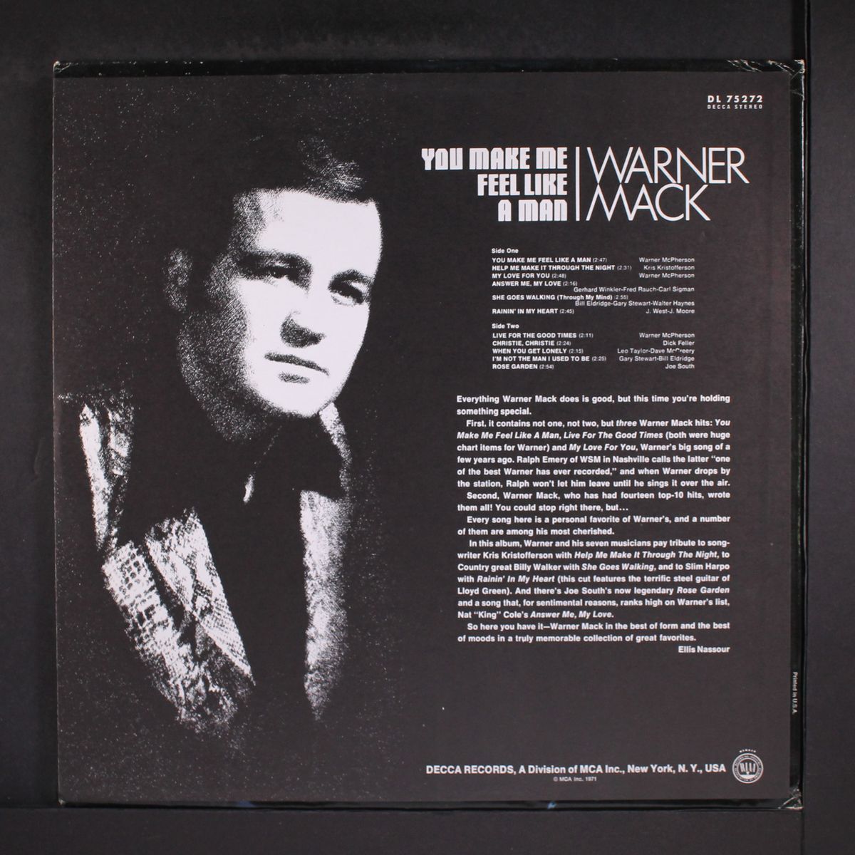 you make me feel like a man by WARNER MACK