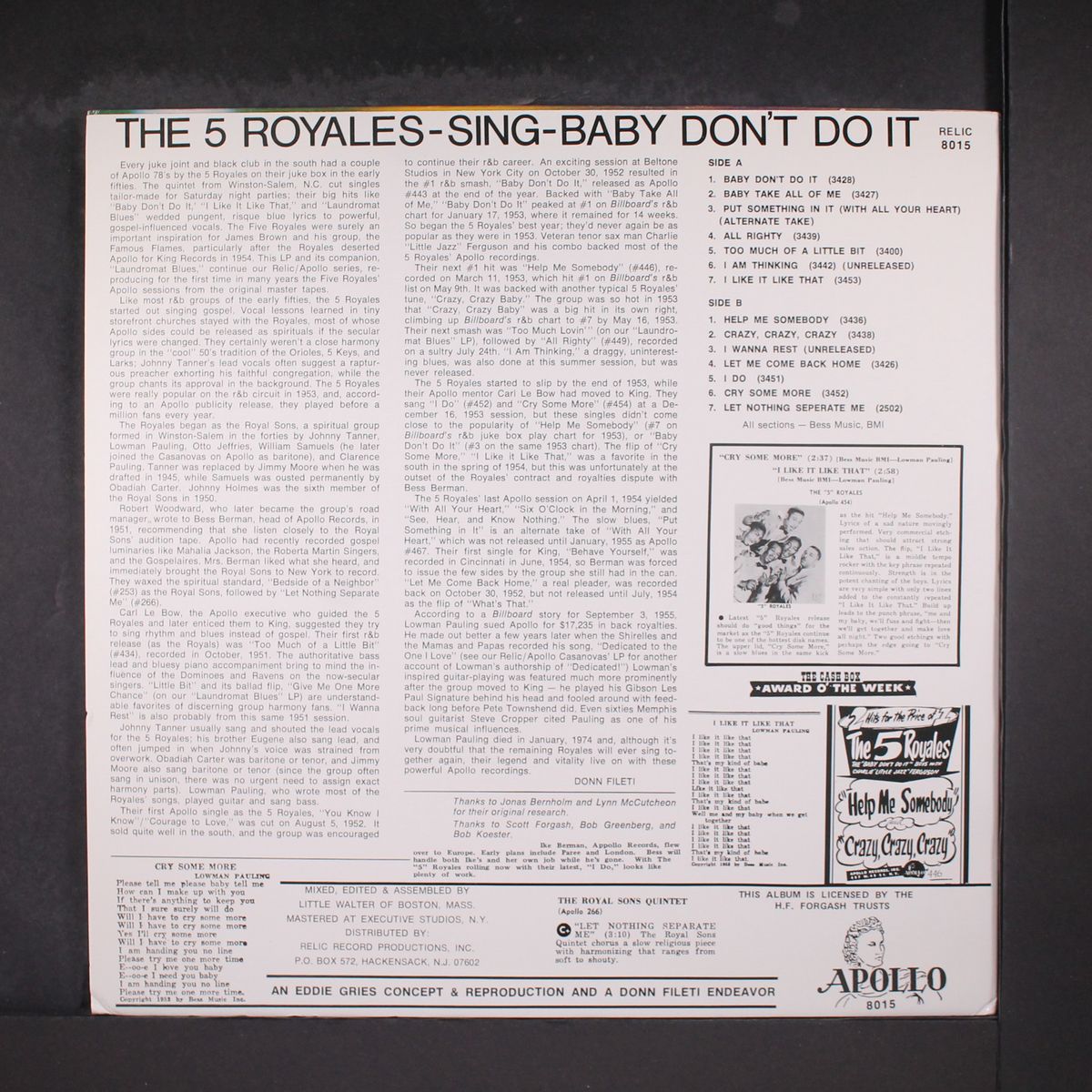 sing baby don't do it by FIVE ROYALES