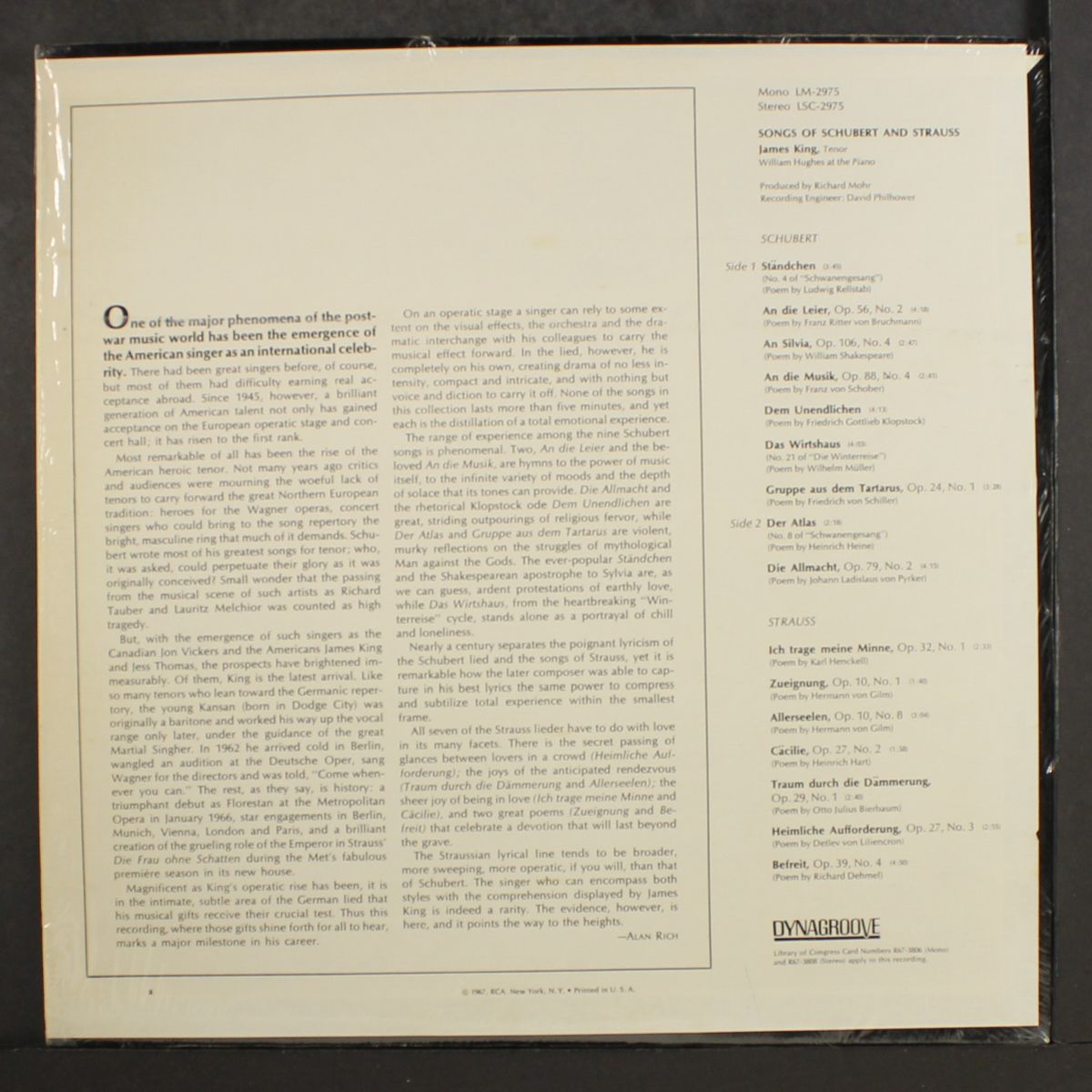 songs of schubert and strauss by JAMES KING