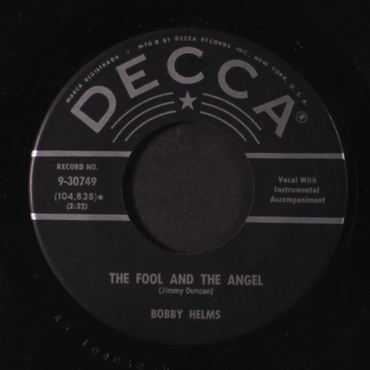 the fool and the angel / a hundred hearts by BOBBY HELMS